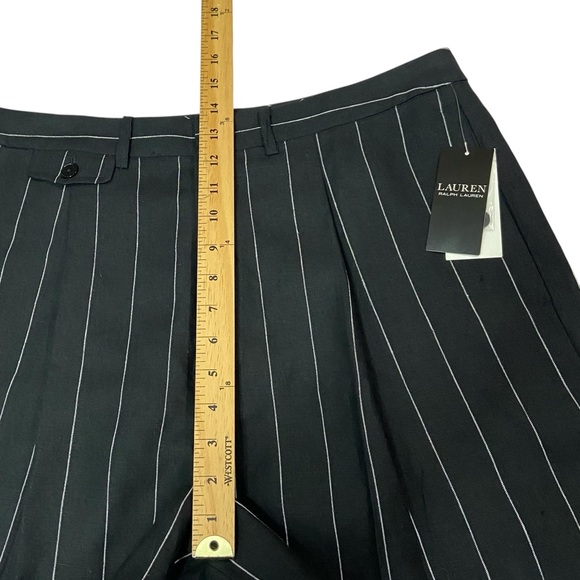 Lauren Ralph Lauren Linen Black Pinstripe Pleated Shorts LRL - Women’s 12 NWT - Picture 4 of 15